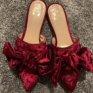 Charming Charlie Velvet Bow Mule